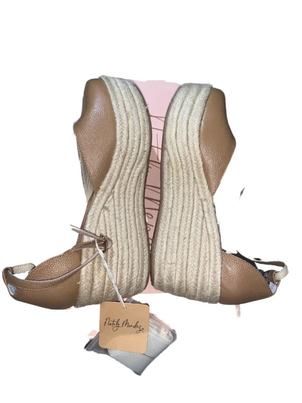 Nataly Mendez Camel Espadrilles - Low High Sandals - Sz 8 - New with Tag in Box